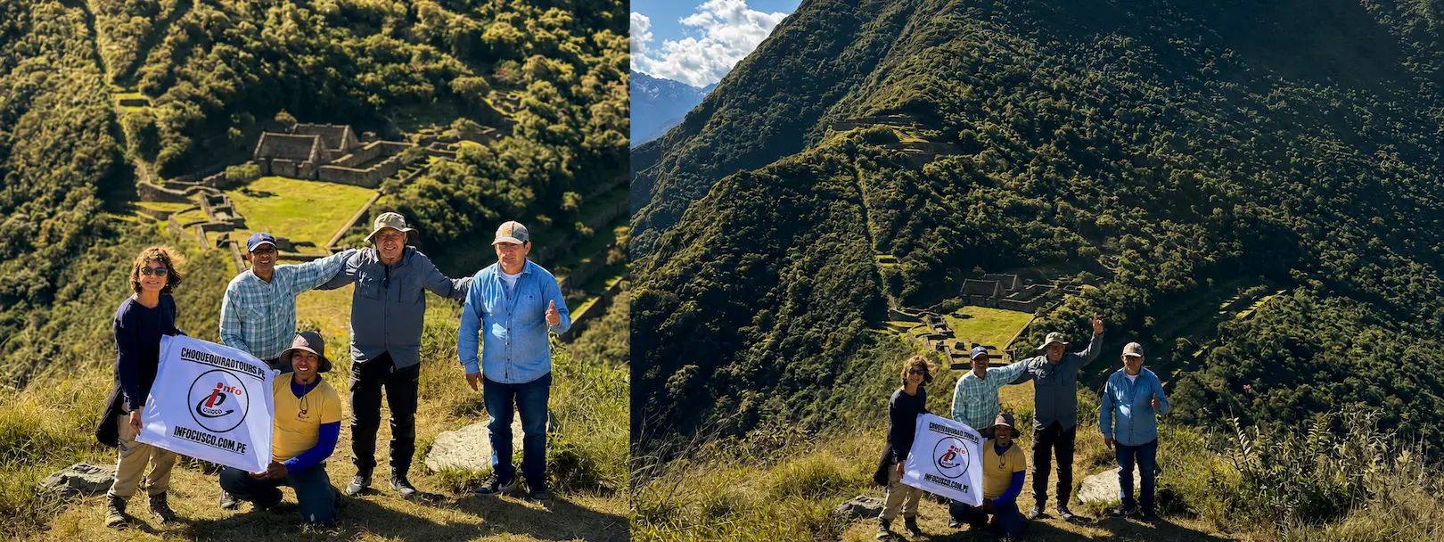 Choquequirao Trek 4 days hero — hikers crossing the Rosalina bridge over Apurímac river